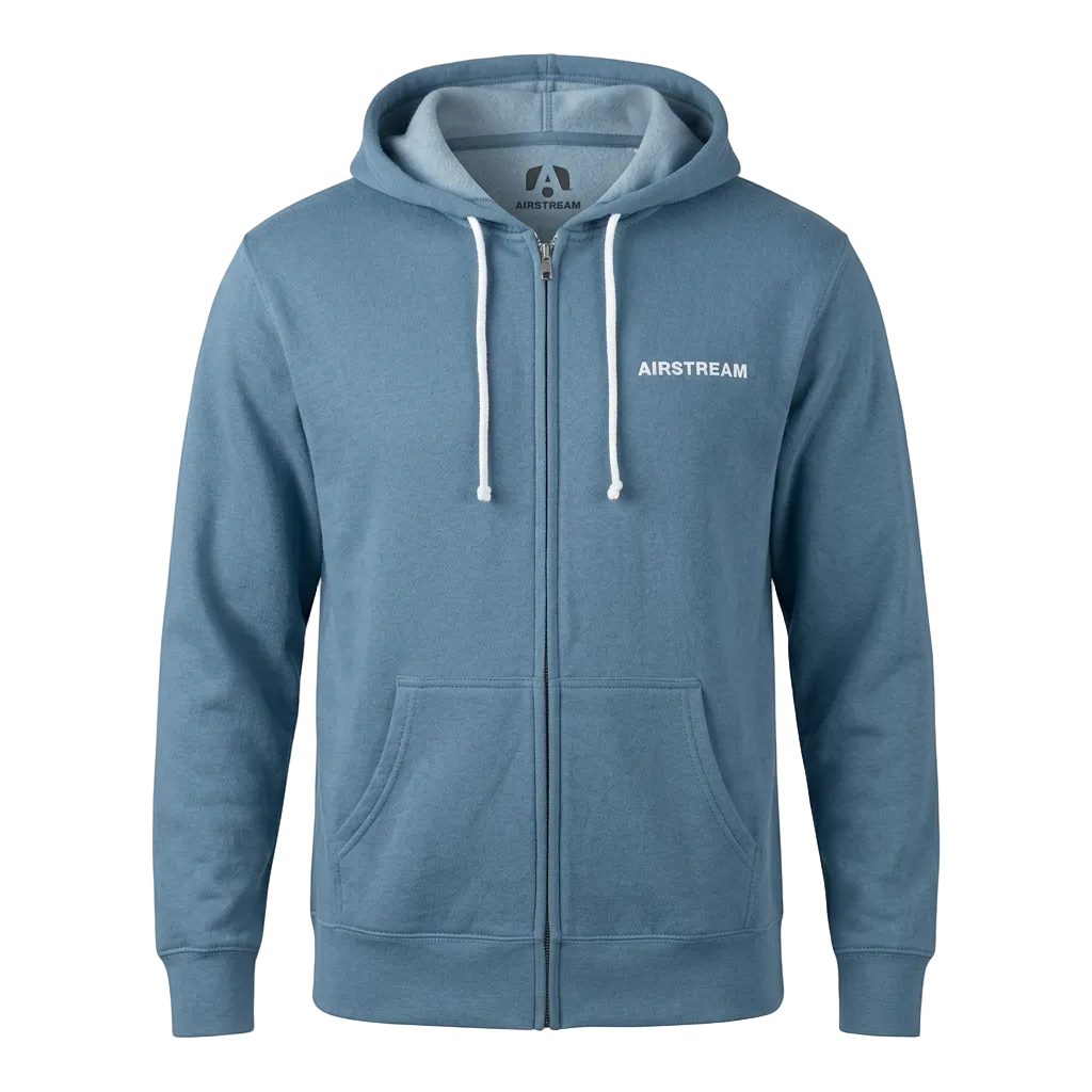 Light Blue Fleece Zip up hoodie with Airstream on the left chest