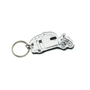 Bicycle Towing An Airstream Keychain