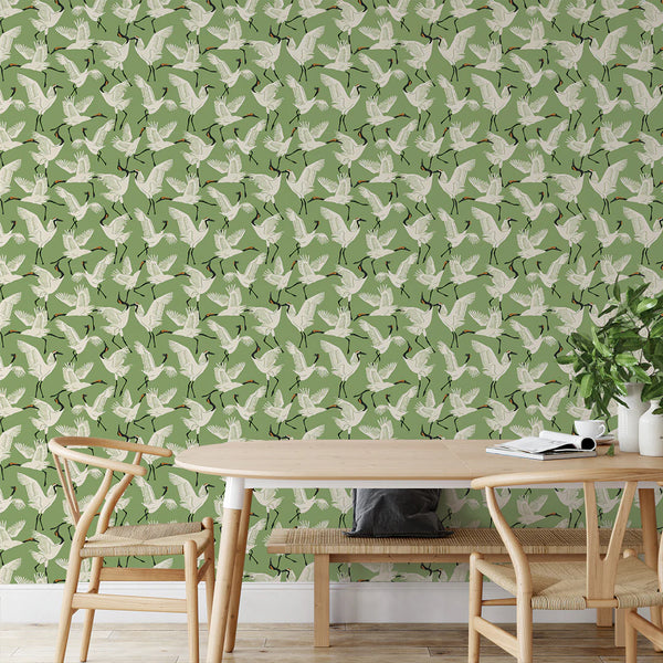 Family of Cranes Peel + Stick Removable Wallpaper