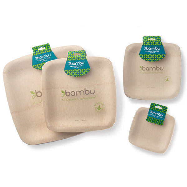Veneerware Plates Square - bambu