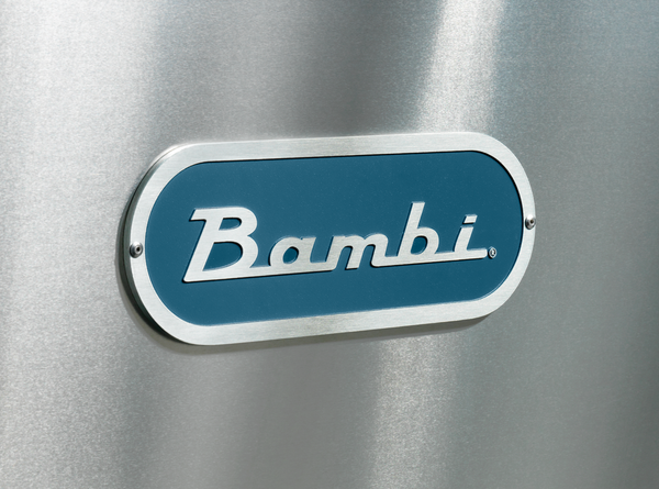 Bambi logo on a metallic surface