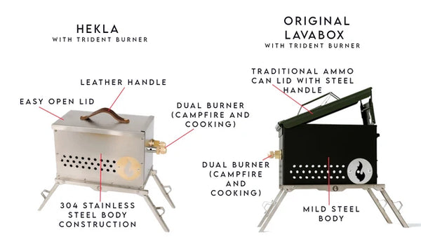 Hekla Daddy Long Legs Combo Portable Propane Campfire by Lavabox