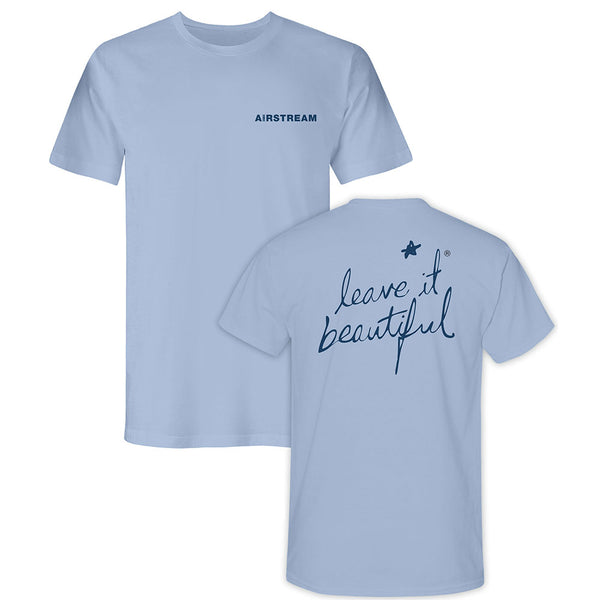 leave it beautiful logo tee light blue