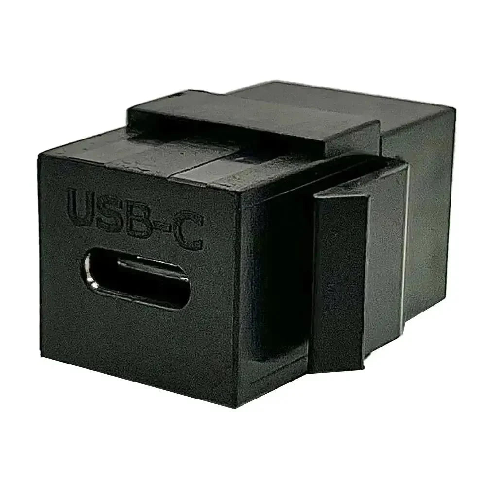 Black wall-mount SmartPlug Single Jack Coax USB-C Connector with Keystone Jack.