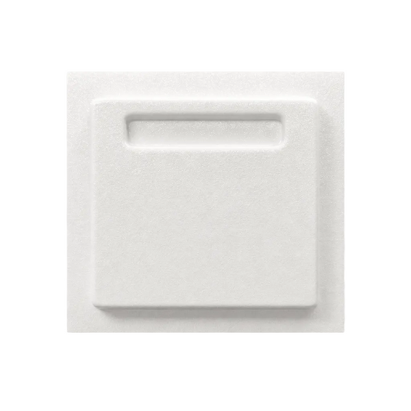 White textured wall art piece on a light gray background