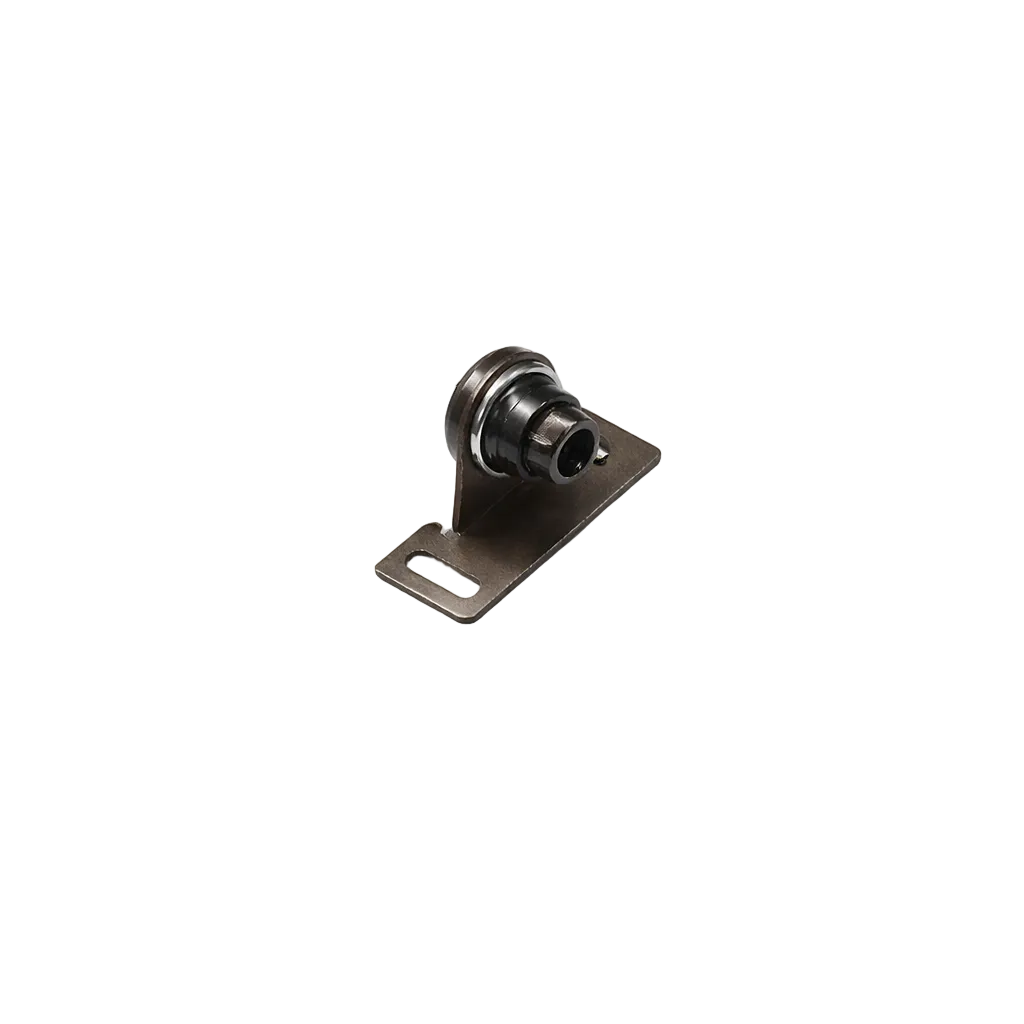 Metal pulley system on a white background