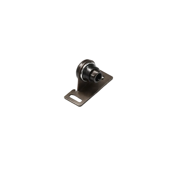 Metal pulley system on a white background