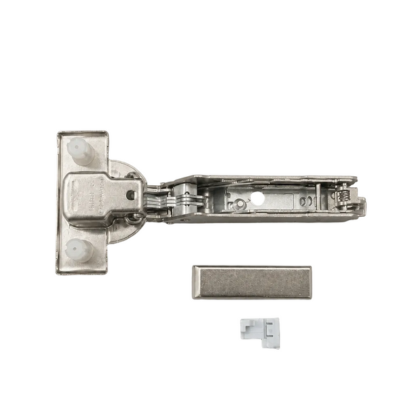 Metallic hinge on a gray background