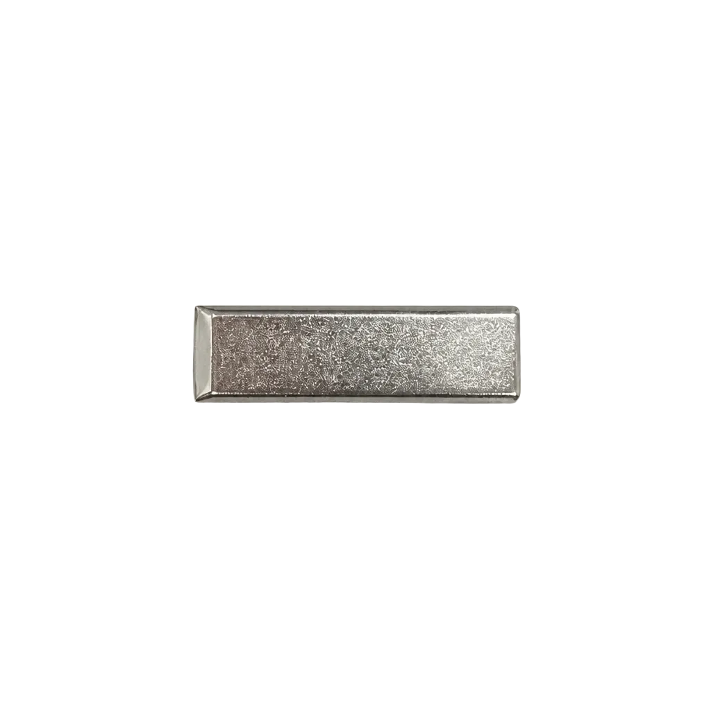Rectangular silver bar on a light gray background