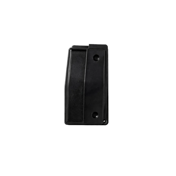 Black rectangular object on a white background