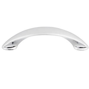 Chrome cabinet handle on a white background