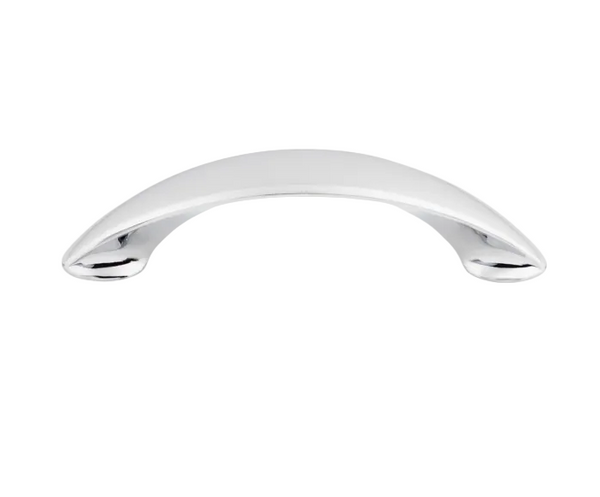 Chrome cabinet handle on a white background