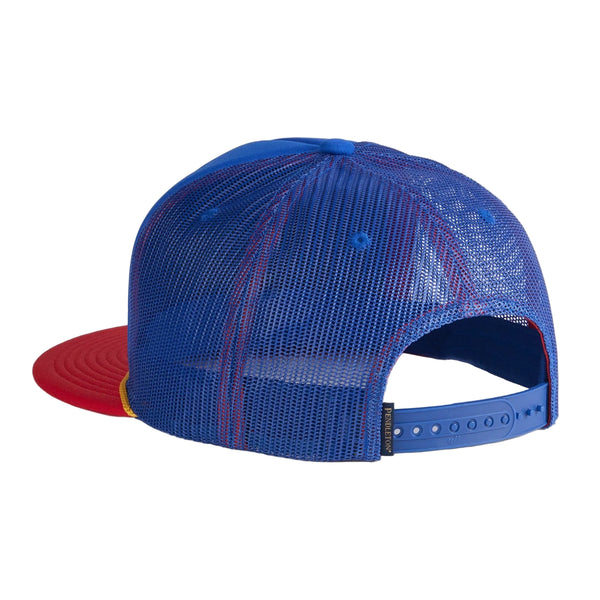 Blue and red cap on a light gray background