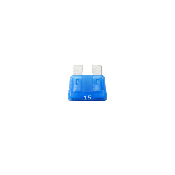 Blue automotive fuse on a white background