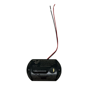 Black RV CO and Propane Gas Alarm with two wires on a white background