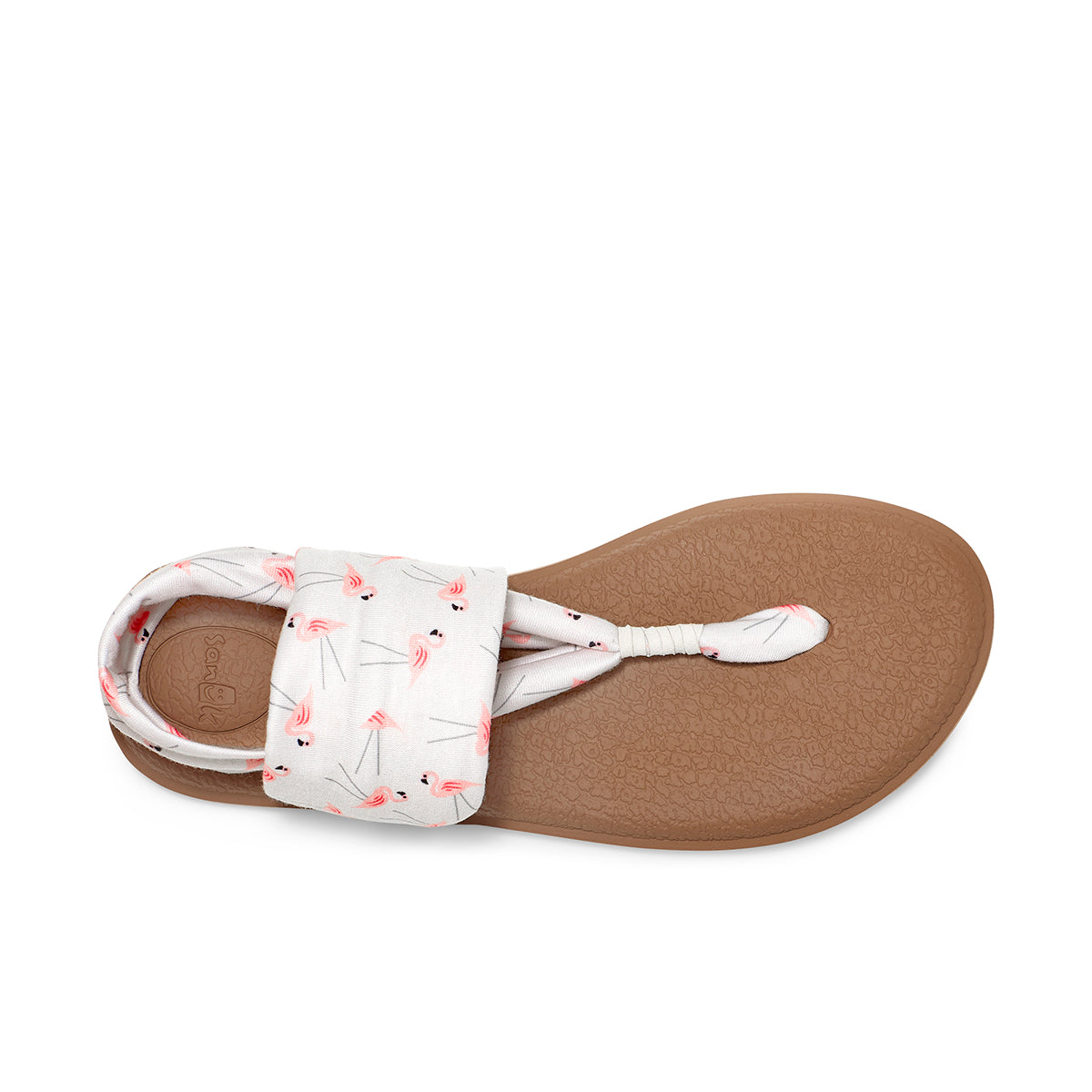 Sanuk Yoga Sling Sandal; flip-flops; beige/white stripe; womens size 8