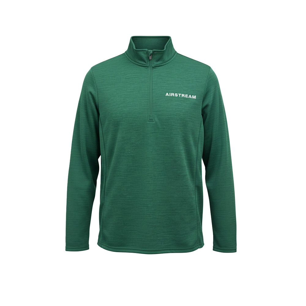 Airstream Dri-Power® 1/4 Zip Pullover in green with long sleeves, featuring “AIRSTREAM” printed in white on the left chest, shown against a plain white background.