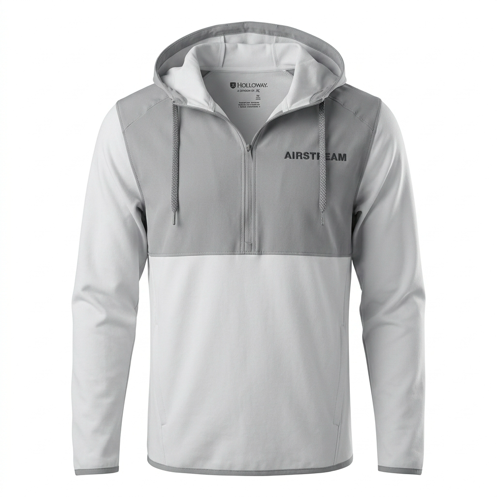 Grey 1/4 zip colorblock hoodie
