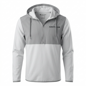 Grey 1/4 zip colorblock hoodie