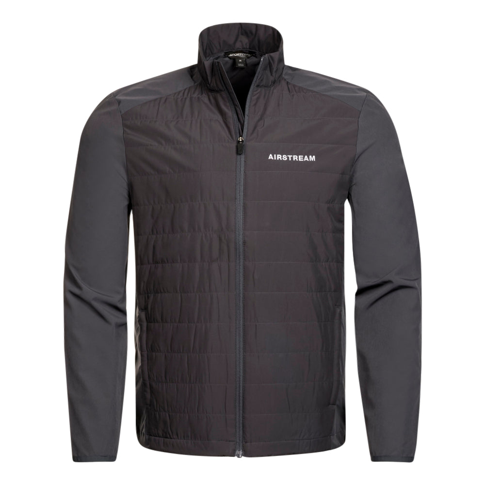 Dark gray jacket with 'Airstream' logo on a white background