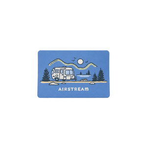 Rectangular sticker from Life is Good with Airstream camping scene