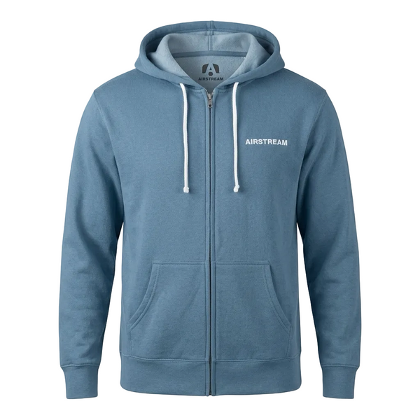Light Blue Fleece Zip up hoodie with Airstream on the left chest
