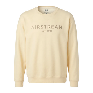 Cream color crew sweatshirt with AIRSTREAM EST. 1931 embroidered across the chest
