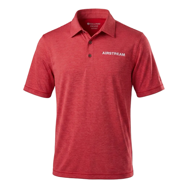 Red pin stripe polo with AIRSTERAM