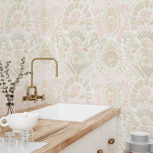 Tempaper Bohemia Wandering Rose Bathroom