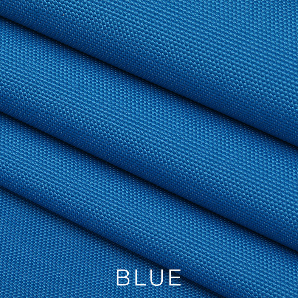  Close-up of folded blue textured fabric with a hexagonal pattern, designed as the Airstream Travel Trailer Padded Solar Window Guard Protector. The word BLUE appears at the bottom in white capital letters. #color_Blue