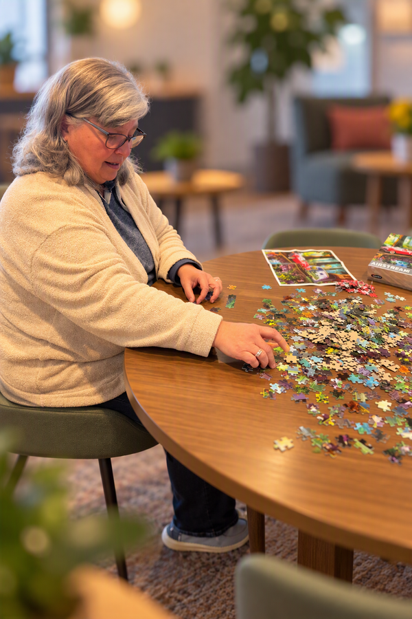 Person putting together an Airstream puzzle