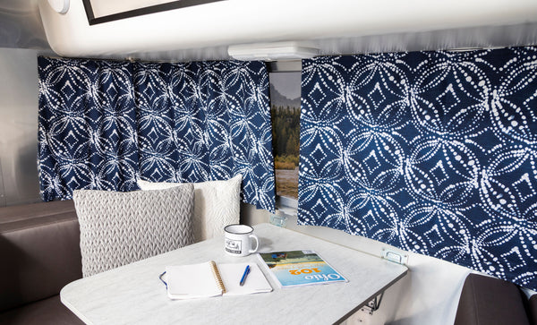 Airstream Printed Custom Curtains for Quiksilver Travel Trailers