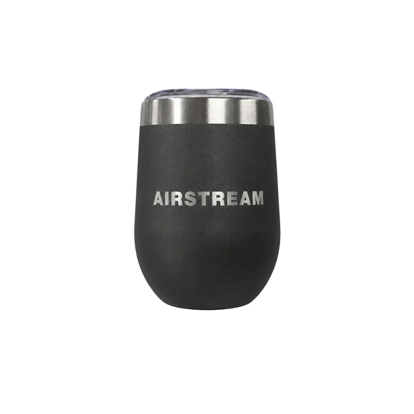 Graphite_Wine_Tumbler with Airstream Logo