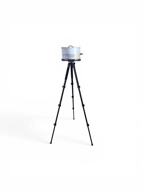 fire pit box on top of tripod legs
