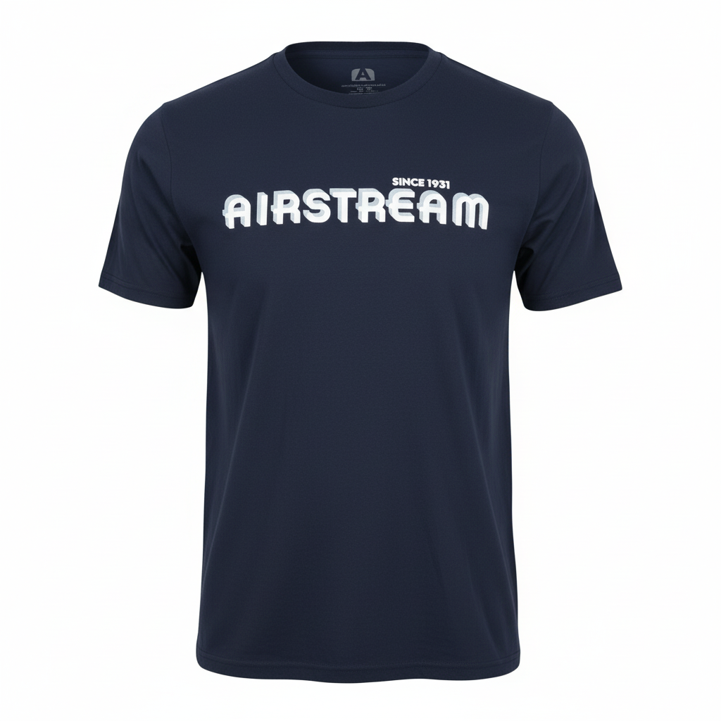 The Airstream 1931 Series T-Shirt features a navy blue design with “AIRSTREAM SINCE 1931” boldly printed in white across the chest—a heritage-inspired piece celebrating the timeless legacy of Airstream.