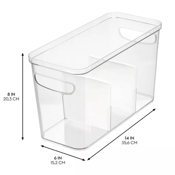 Storage Bin with Dividers, 6 x 14 x 8