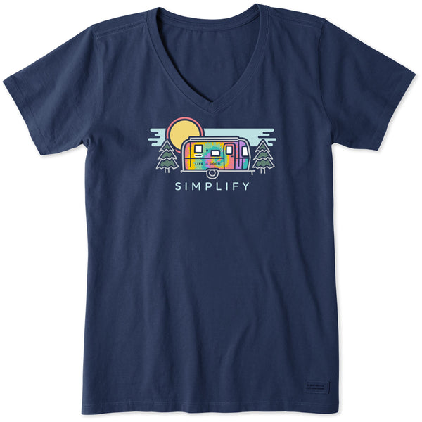 Airstream Tie Dye Simplify Camper Women's V-Neck T-Shirt by Life is Good®