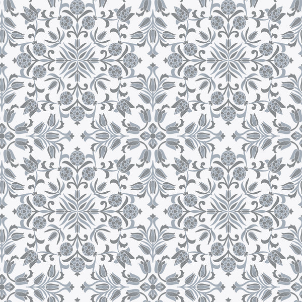 silver ornamental tile peel stick wallpaper