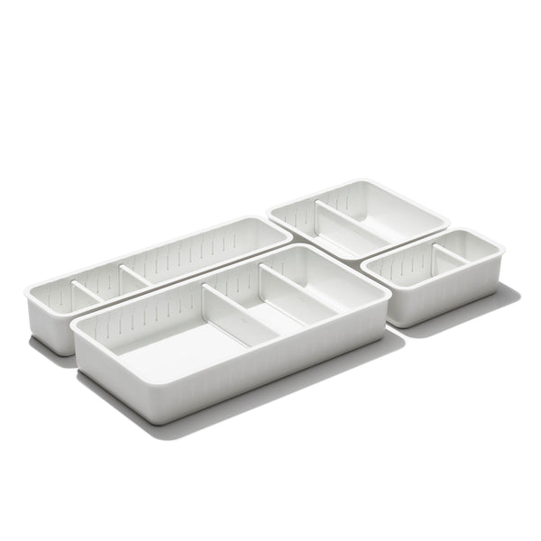 4-Piece Slim Adjustable Drawer Bin Set by OXO