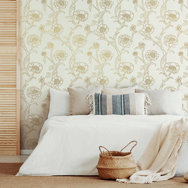 Peonies Peel + Stick Removable Wallpaper