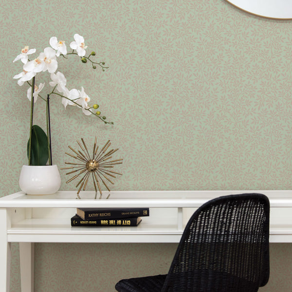 metallic teal vintage vine peel stick wallpaper home office