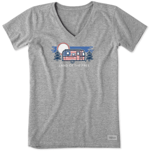Airstream Land of the Free Women's V-Neck T-Shirt by Life is Good®