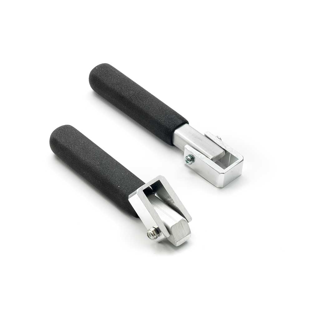 Two black-handled metal tools with rectangular ends, placed side by side on a white background. These are Awning Lift Handles by Zip Dee—essential awning accessories specifically designed to assist with the operation and adjustment of your awning.