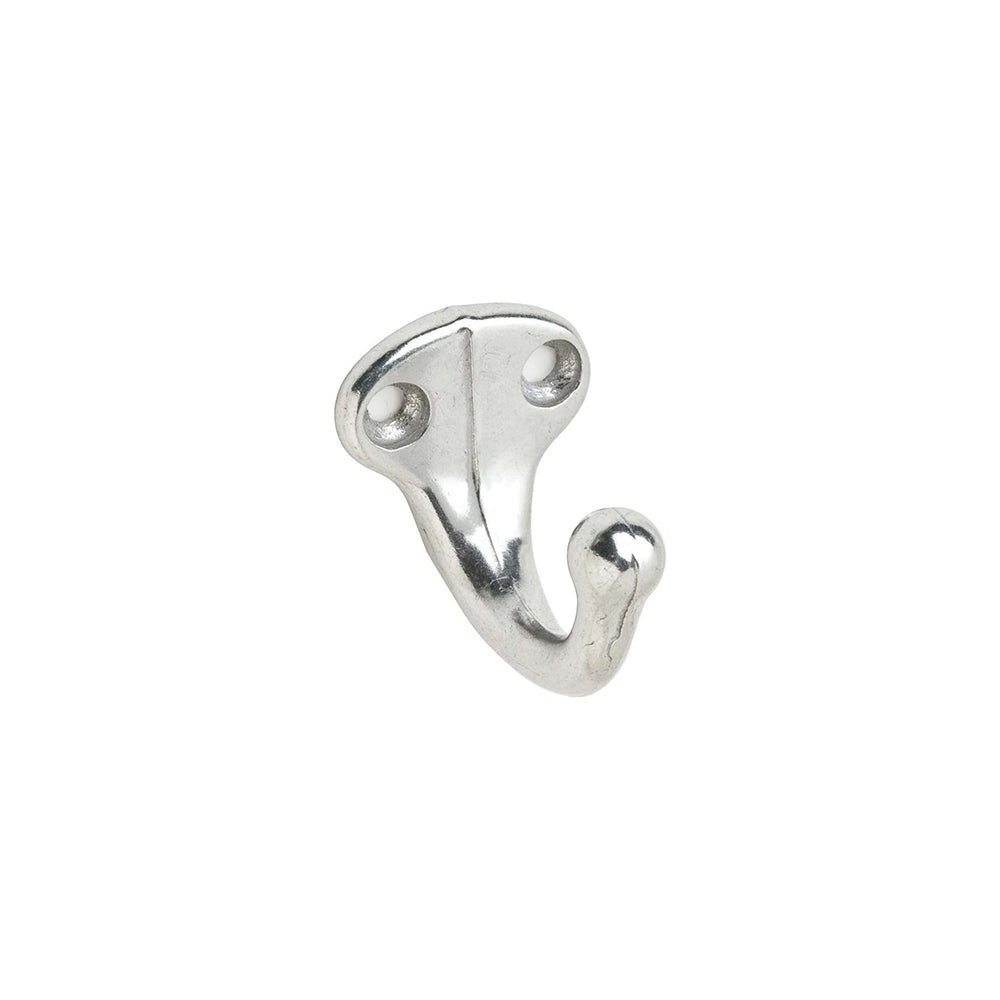 Silver double hook on a white background