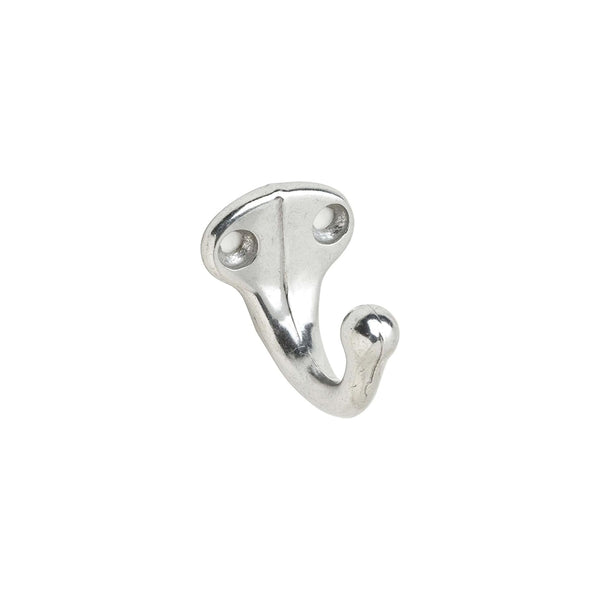 Silver double hook on a white background
